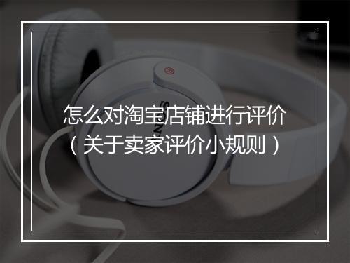 怎么对淘宝店铺进行评价（关于卖家评价小规则）