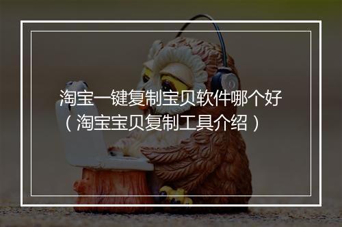 淘宝一键复制宝贝软件哪个好（淘宝宝贝复制工具介绍）