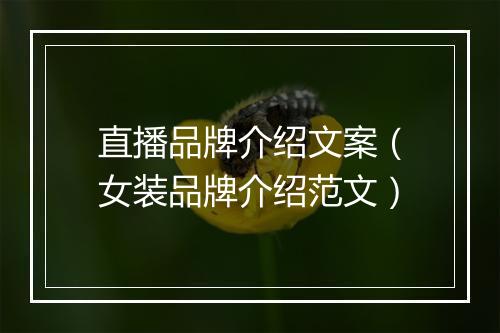 直播品牌介绍文案（女装品牌介绍范文）