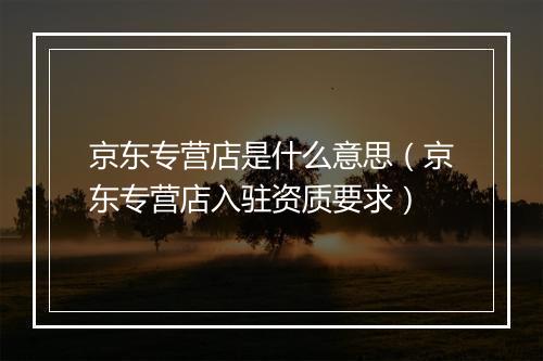 京东专营店是什么意思（京东专营店入驻资质要求）
