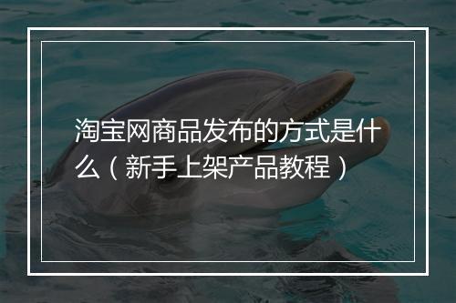 淘宝网商品发布的方式是什么（新手上架产品教程）