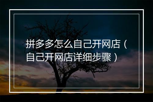拼多多怎么自己开网店（自己开网店详细步骤）
