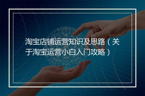 淘宝店铺运营知识及思路（关于淘宝运营小白入门攻略）