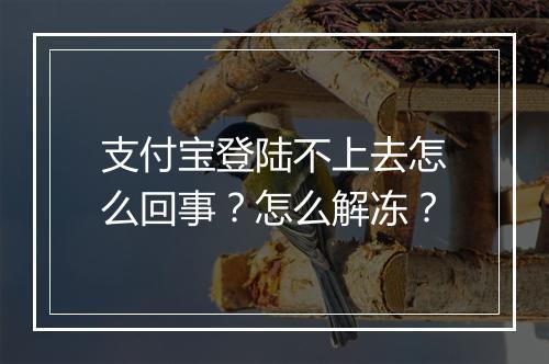 支付宝登陆不上去怎么回事？怎么解冻？