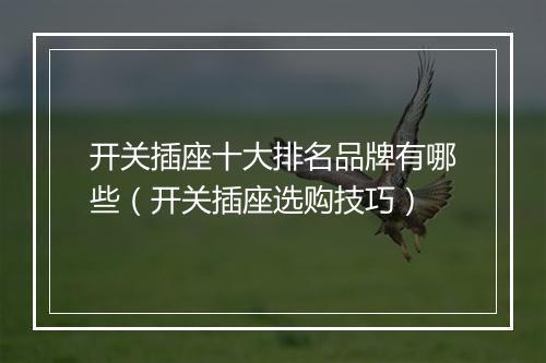开关插座十大排名品牌有哪些（开关插座选购技巧）