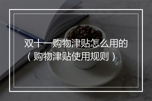 双十一购物津贴怎么用的（购物津贴使用规则）