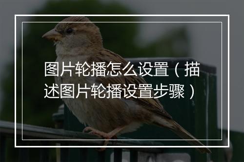 图片轮播怎么设置（描述图片轮播设置步骤）