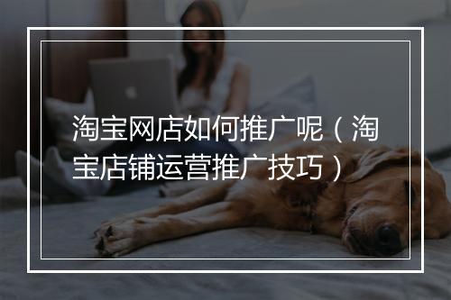 淘宝网店如何推广呢（淘宝店铺运营推广技巧）