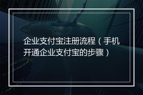 企业支付宝注册流程（手机开通企业支付宝的步骤）
