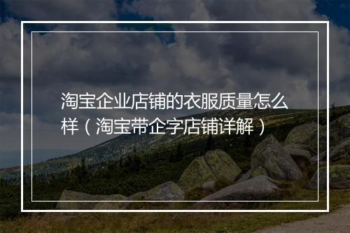 淘宝企业店铺的衣服质量怎么样（淘宝带企字店铺详解）