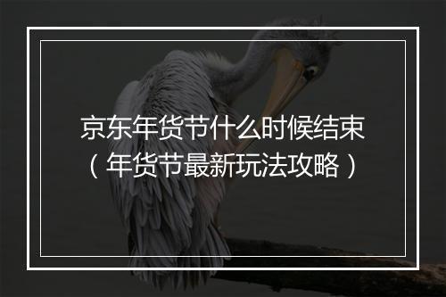 京东年货节什么时候结束（年货节最新玩法攻略）