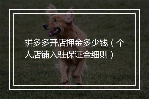 拼多多开店押金多少钱（个人店铺入驻保证金细则）
