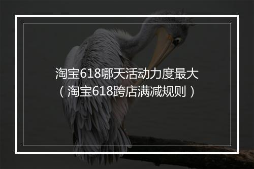 淘宝618哪天活动力度最大（淘宝618跨店满减规则）