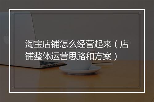 淘宝店铺怎么经营起来（店铺整体运营思路和方案）