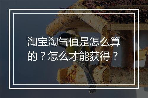 淘宝淘气值是怎么算的？怎么才能获得？