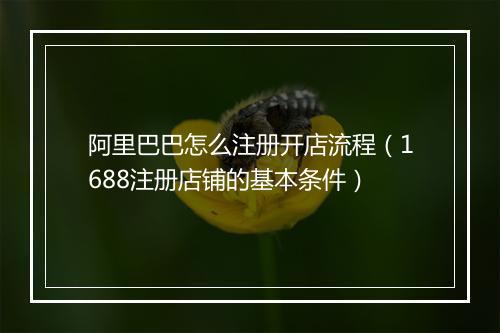 阿里巴巴怎么注册开店流程（1688注册店铺的基本条件）