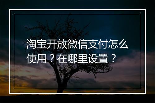淘宝开放微信支付怎么使用？在哪里设置？