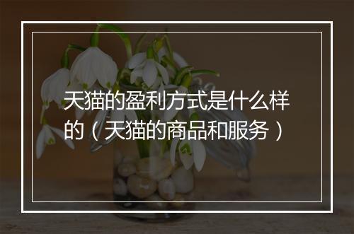 天猫的盈利方式是什么样的（天猫的商品和服务）