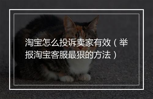 淘宝怎么投诉卖家有效（举报淘宝客服最狠的方法）