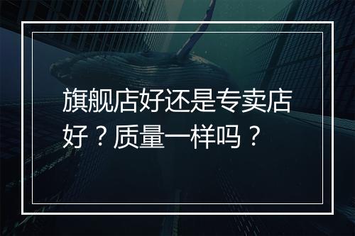 旗舰店好还是专卖店好？质量一样吗？