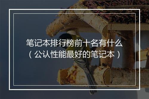 笔记本排行榜前十名有什么（公认性能最好的笔记本）