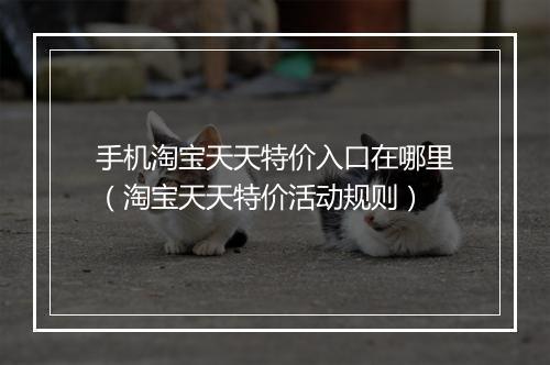 手机淘宝天天特价入口在哪里（淘宝天天特价活动规则）
