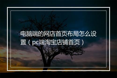 电脑端的网店首页布局怎么设置（pc端淘宝店铺首页）
