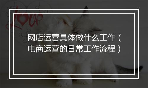 网店运营具体做什么工作（电商运营的日常工作流程）