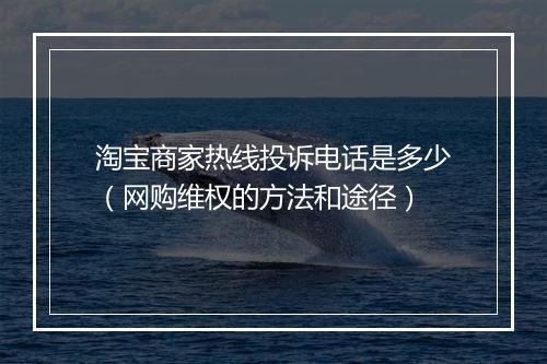 淘宝商家热线投诉电话是多少（网购维权的方法和途径）