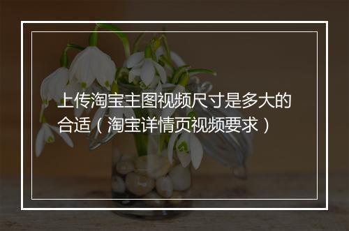 上传淘宝主图视频尺寸是多大的合适（淘宝详情页视频要求）