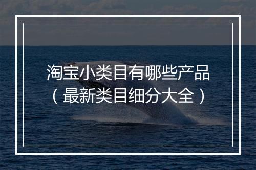 淘宝小类目有哪些产品（最新类目细分大全）