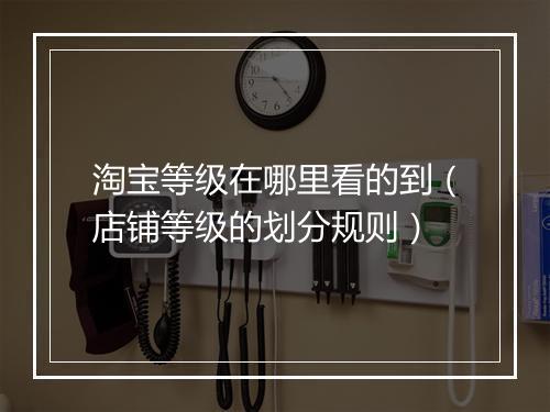 淘宝等级在哪里看的到（店铺等级的划分规则）