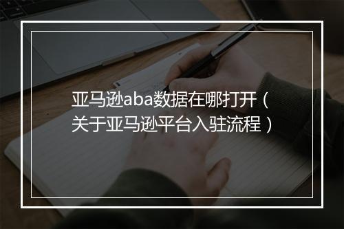 亚马逊aba数据在哪打开（关于亚马逊平台入驻流程）