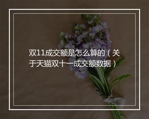 双11成交额是怎么算的（关于天猫双十一成交额数据）