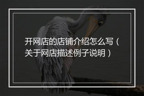 开网店的店铺介绍怎么写（关于网店描述例子说明）