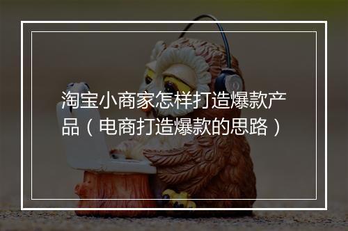淘宝小商家怎样打造爆款产品（电商打造爆款的思路）