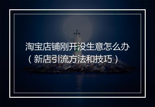 淘宝店铺刚开没生意怎么办（新店引流方法和技巧）