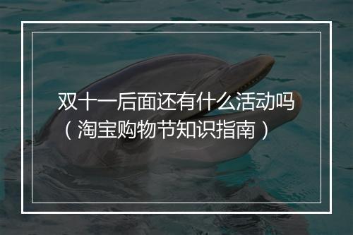 双十一后面还有什么活动吗（淘宝购物节知识指南）