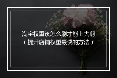 淘宝权重该怎么刷才能上去啊（提升店铺权重最快的方法）