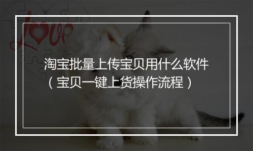 淘宝批量上传宝贝用什么软件（宝贝一键上货操作流程）