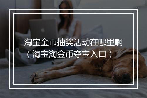 淘宝金币抽奖活动在哪里啊（淘宝淘金币夺宝入口）