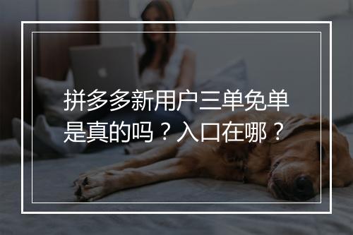 拼多多新用户三单免单是真的吗？入口在哪？