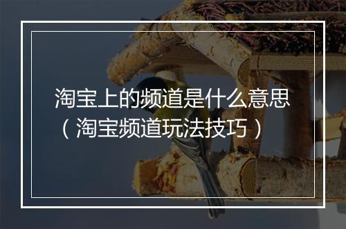 淘宝上的频道是什么意思（淘宝频道玩法技巧）