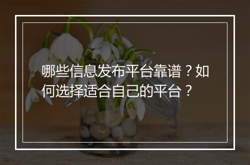 哪些信息发布平台靠谱？如何选择适合自己的平台？