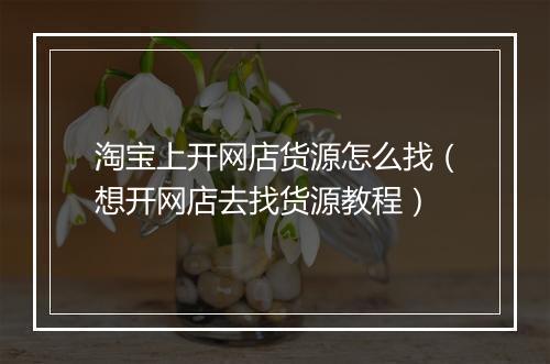 淘宝上开网店货源怎么找（想开网店去找货源教程）