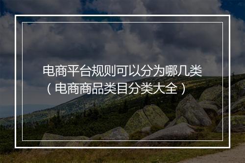 电商平台规则可以分为哪几类（电商商品类目分类大全）