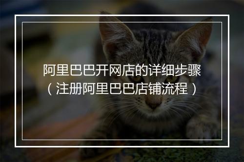阿里巴巴开网店的详细步骤（注册阿里巴巴店铺流程）