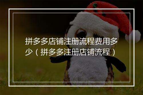 拼多多店铺注册流程费用多少（拼多多注册店铺流程）