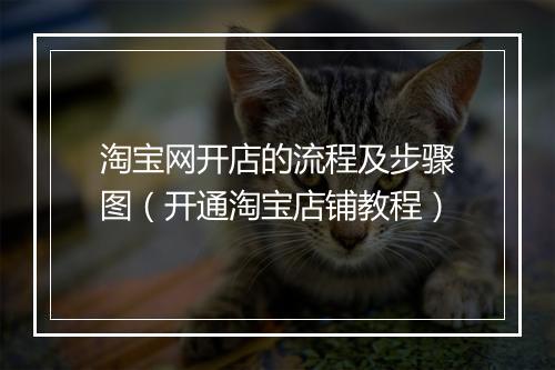 淘宝网开店的流程及步骤图（开通淘宝店铺教程）