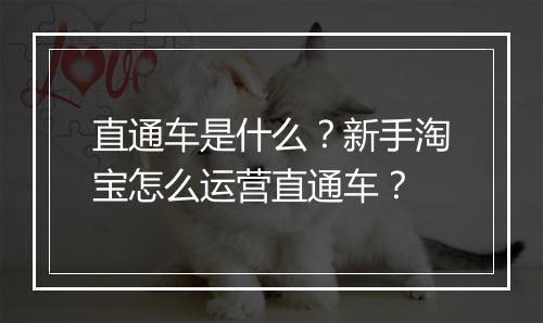 直通车是什么？新手淘宝怎么运营直通车？